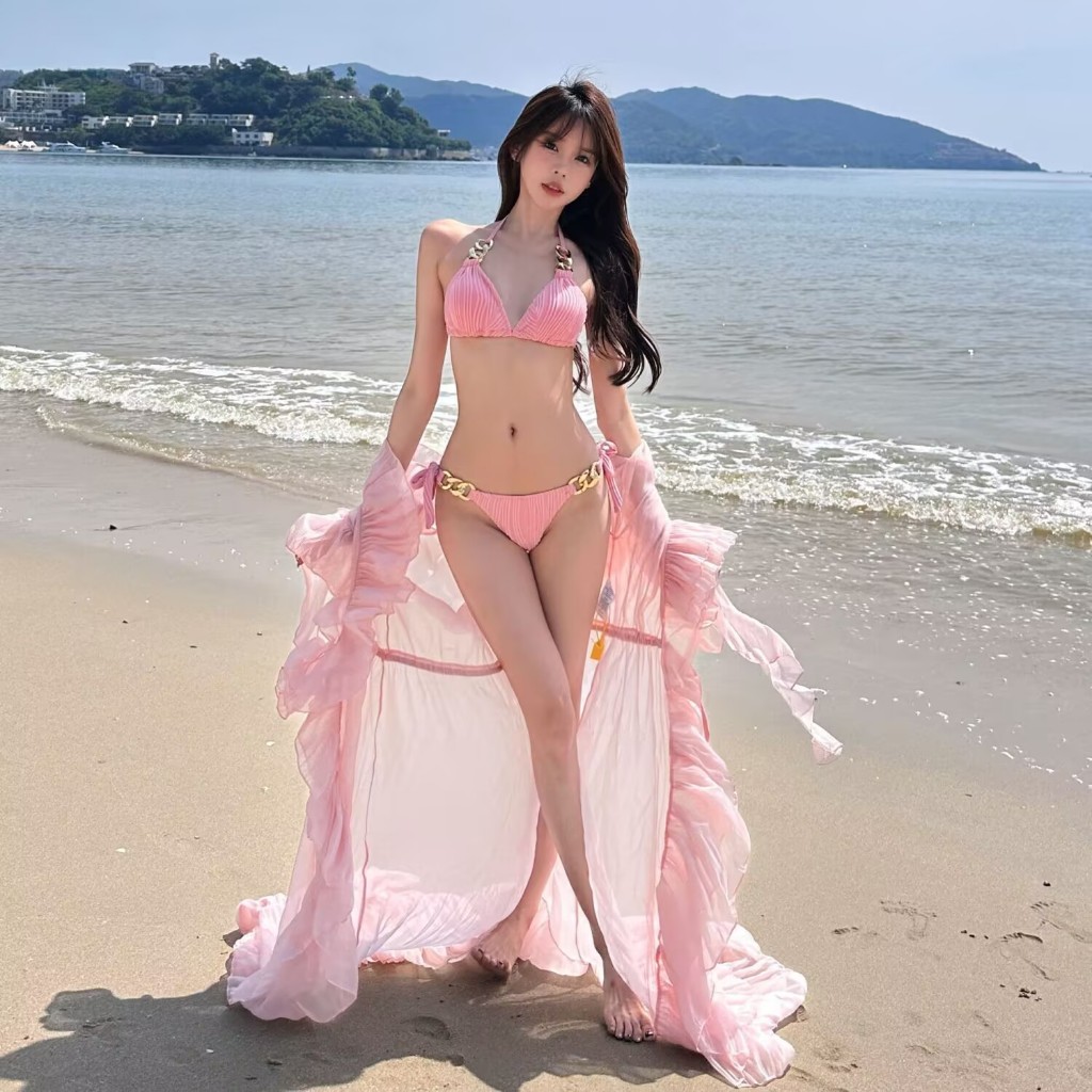 Pink Bikini Sexy Pure Desire Hot Girl Beach Vacation Split Swimsuit Women's hot Spring