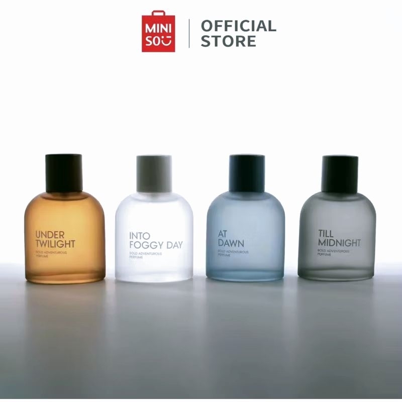 MINISO PARFUM BOLD ADVENTURE 85ml AT DAWN TILL MIDNIGHT INTO FOGGY DAY MEN'S PERFUME
