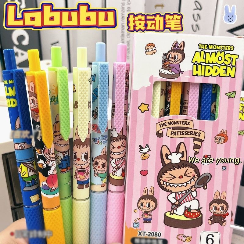 

Eeghrerr 6PCS Pena Netral Labubu Lucu 0.5MM Gel Pens Pena Hitam