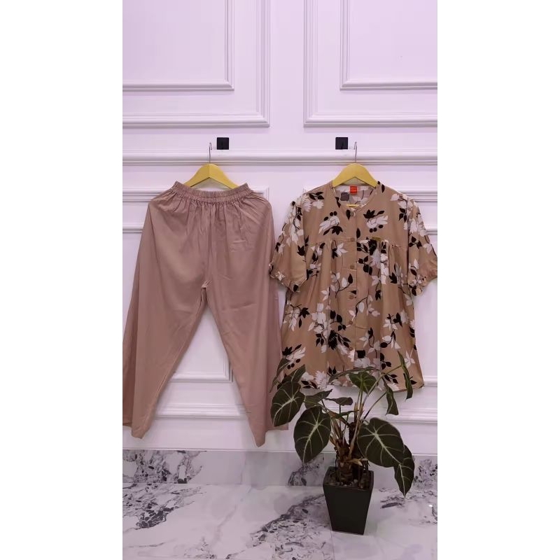 SETELAN BABYDOLL BAJU LENGAN PENDEK CELANA PANJANG