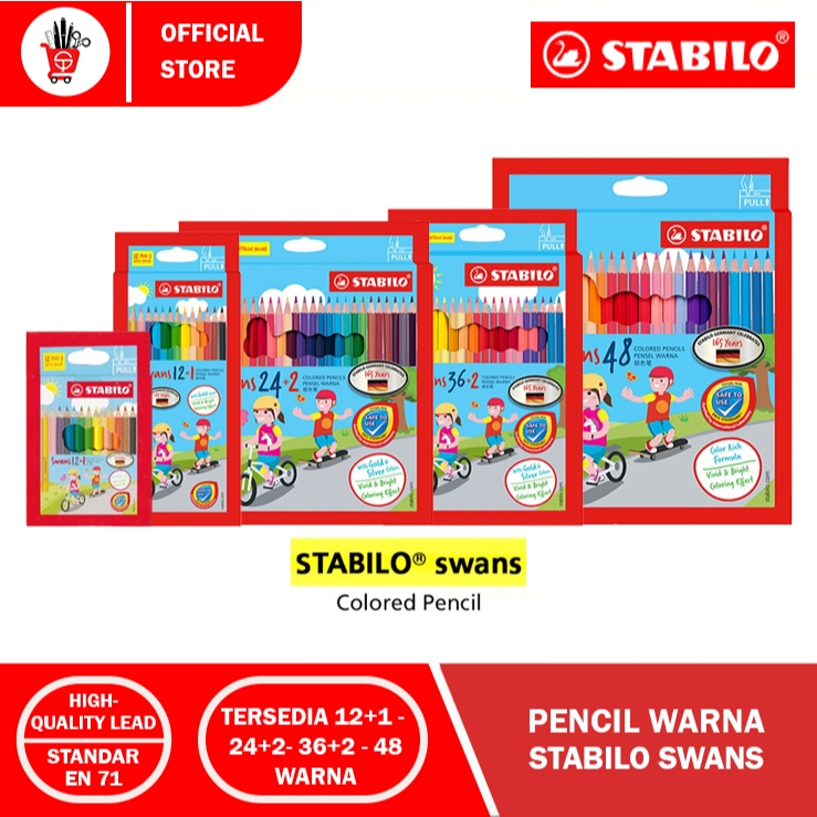 

Color Pencil | Pensil Warna Stabilo Swans 12+1 Pendek & Panjang - 24+2 - 36+2 - 48 Warna
