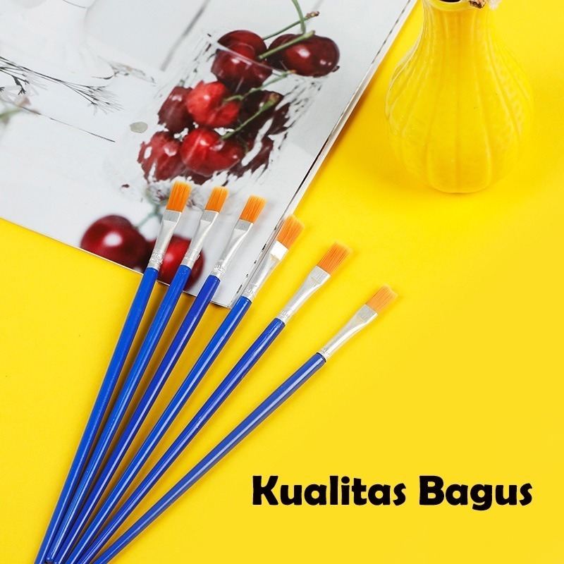 

RB 50pcs Kuas Lukis Akrilik Bulu Nilon Cat Air Biru Flat Tip Sikat Runcing Sikat Set Paintbrush