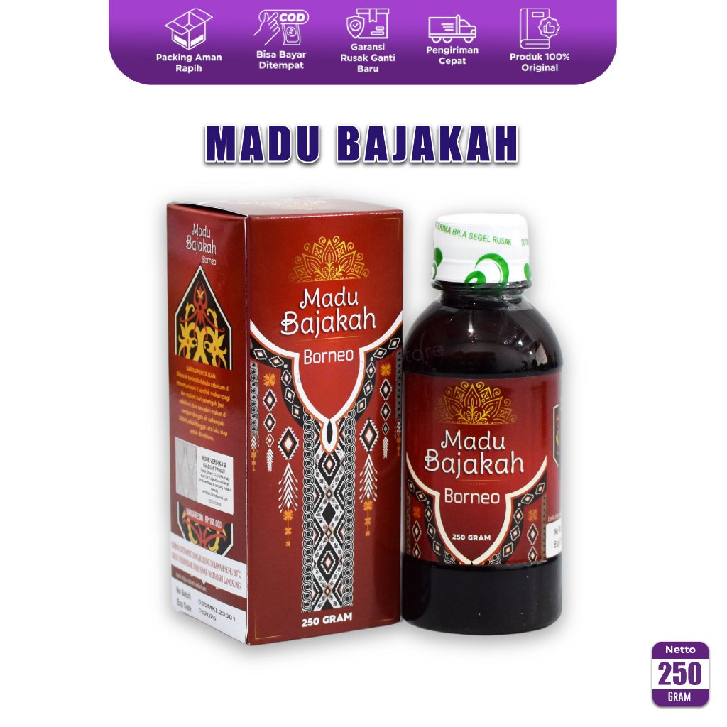 Madu Bajakah Borneo Original Kalimantan Asli Benfit 100% Herbal Anti Kanker Dan Tumor 250 Gram Gold 