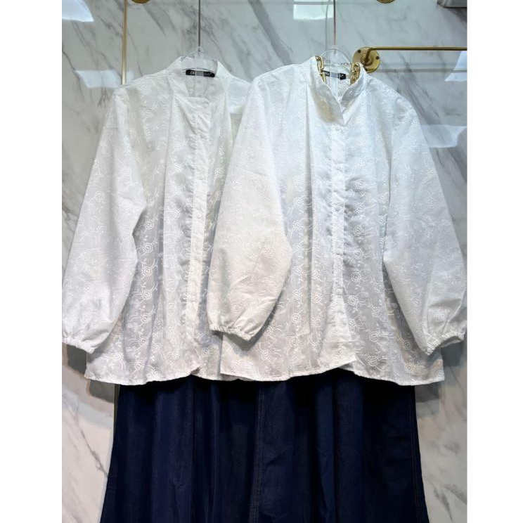 CAVINAOFFICIAL Atasan kemeja bordir khusus putih ld 120