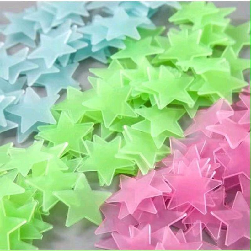 

J (J1) STIKER BINTANG DAN SALJU NYALA /GLOW IN THE DARK ISI 90 PCS