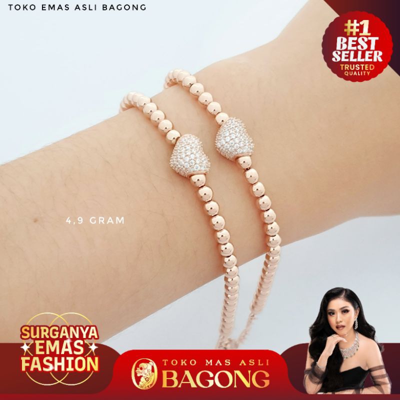 GELANG FASHION SNOWBALL LOVE 17K/750 - ASLI BAGONG GOLD BAGONG EMAS