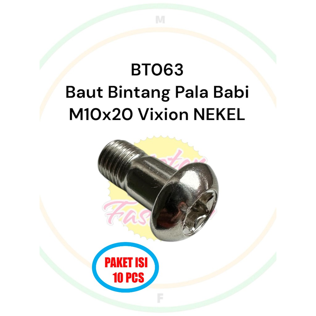 10 PCS Baut BINTANG M10x20 NEKEL Cakram Vixion Kepala Babi 10mm Baut 14 Yamaha Kaliper