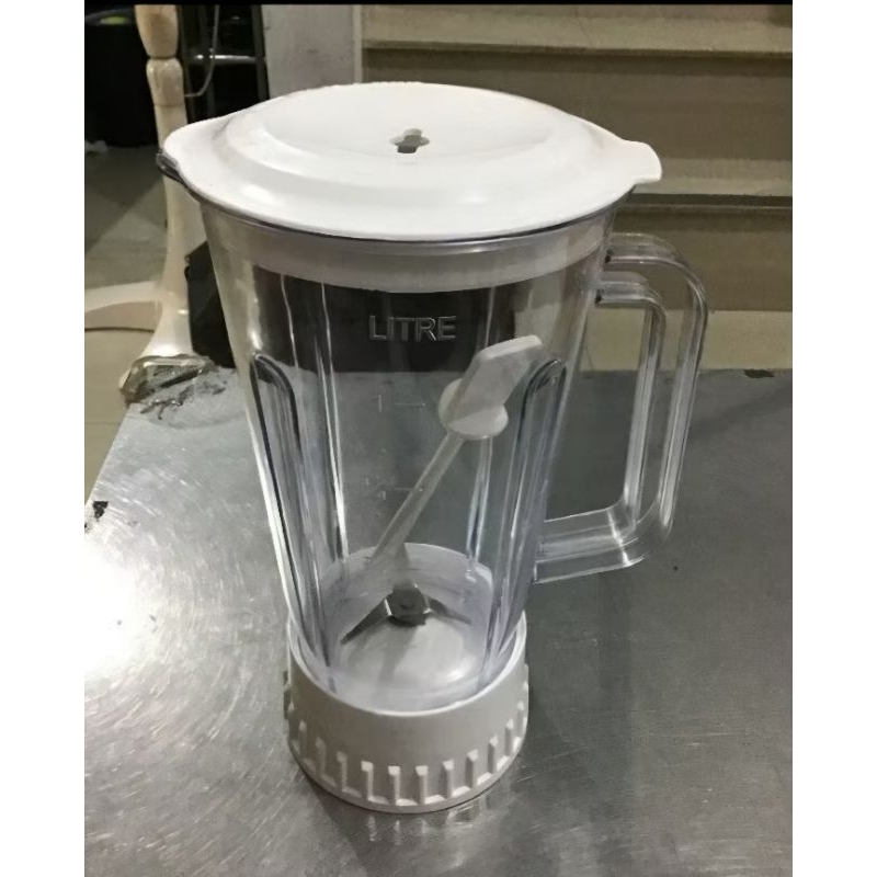 SATU SET BOTOL / TABUNG JUS BLENDER MATERIAL PLASTIK MIYAKO PUTIH LENGKAP