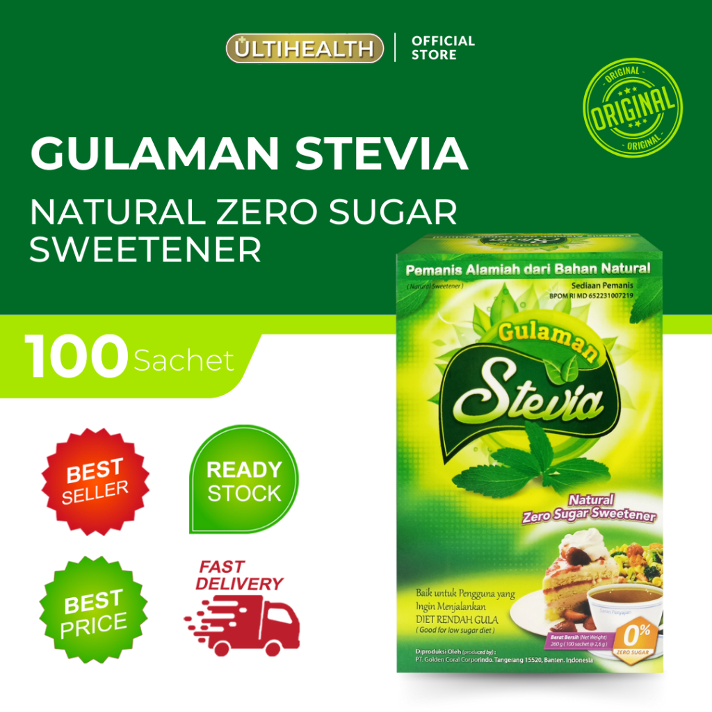 

GULAMAN STEVIA PEMANIS ALAMIAH DARI BAHAN NATURAL 1 BOX ISI 100 SACHET