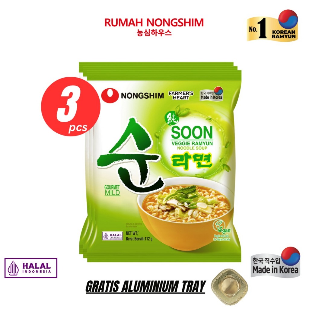 

Bundling TIGA - Nongshim Soon Veggie Ramyun Noodle Soup [112 gram x 3 pcs]