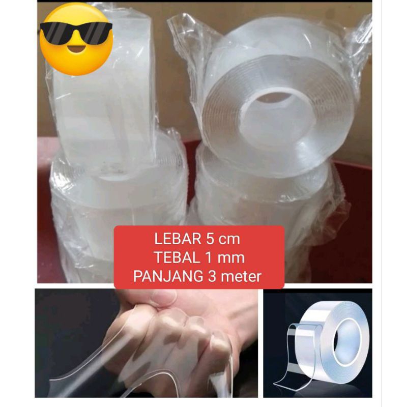 

Double tape lebar 5cm tebal 1mm panjang 3 meter double tape super kuat