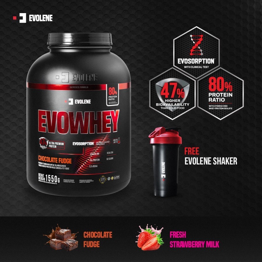 

EVOLENE EVOWHEY With EVOSORPTION 1550 Gram 50 Serving Sajian New Evolene Whey Protein Concentrate Isolate Hydrolyzed