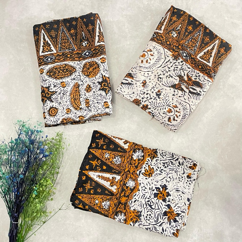 kain batik cap bahan viscose motif sogan stelan sarung selendang