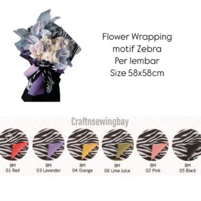 

Flower Wrapping motif Zebra per lembar