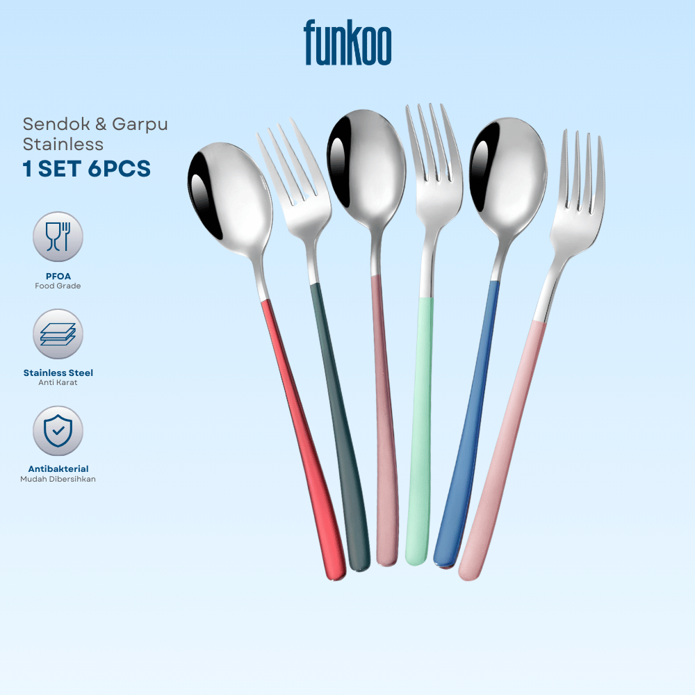 Funkoo Sendok Stainless Warna Warni Alat Makan Korea Stainless Steel Tebal Anti Meleyot COLOURFULL