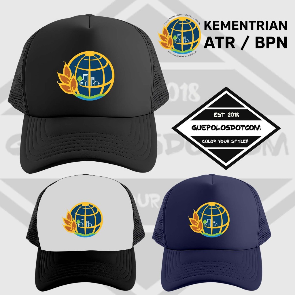TOPI JARING TRUCKER LOGO KEMENTERIAN ATR/BPN - Topi jaring logo Kementerian ATR/BPN - TOPI JARING Lo