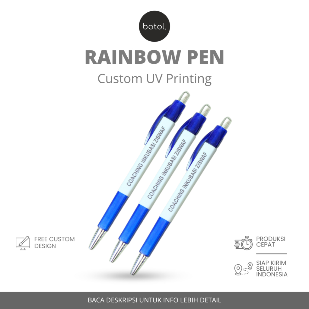 Botol by DOT Rainbow Pen Custom / Pulpen Kotak  / Pulpen Promosi  / Pulpen Custom / Pulpen Seminar /