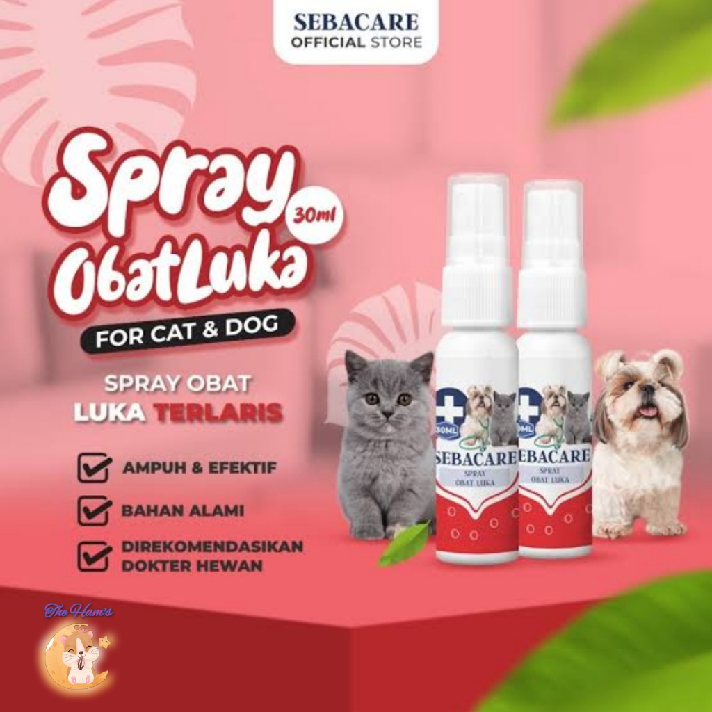 (The Ham's) SEBACARE Obat Spray Kucing Luka Basah Bakar Koreng / Obat Luka Kucing
