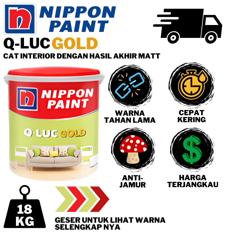 Promo [Kargo] Q-Luc Gold Cat Tembok Q Luc 18Kg Cat Tembok Nippon Paint Q Luc Gold Cat Nippon Paint