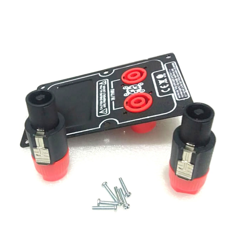 (1Set) Plat Speakon Besi Datar+2Jek Spikon Oren+2Socket Biru -Aksesoris Audio Speaker