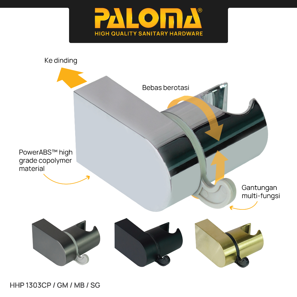 PALOMA HHP 1303 Holder Shower Gantungan Handshower Hanger Bracket Breket Dudukan Hand Shower Adjusta