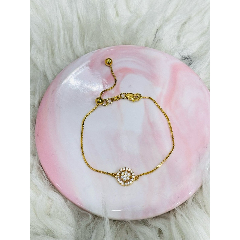 gelang serut bulat permata cantik simple emas asli kadar 700