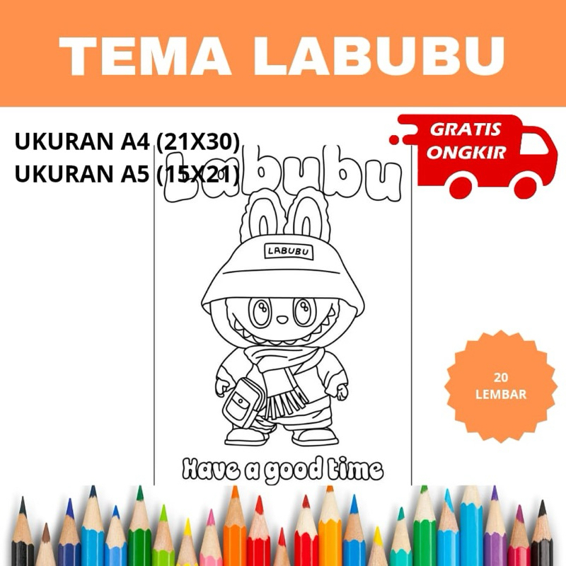 

Lembar Kertas Mewarnai Anak - Tema Labubu