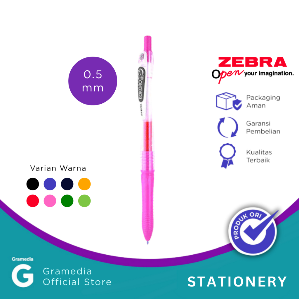 

Zebra - Pulpen Kokoro Gel 0.5 Mm Warna Pink