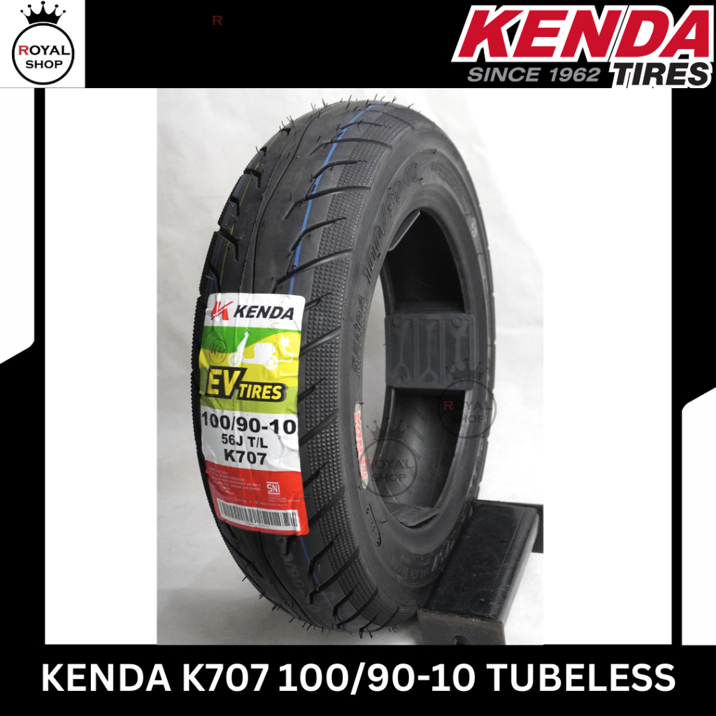 BAN LUAR KENDA K707 BAN MOTOR 100/90-10 RING 10 TUBELESS UNTUK VESPA KYMCO
