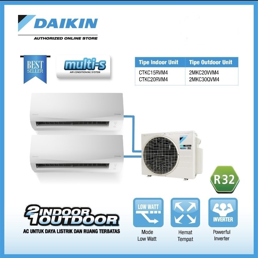 AC DAIKIN MULTI-S 2 KONEKSI 2MKC30QVM (15+15)  (Inverter)-Maxistore