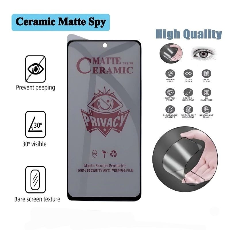 Screen Protector Anti Spy Ceramic Matte Pelindung Layar Anti Intip Pecah Gores Samsung A01 A02 A02S 