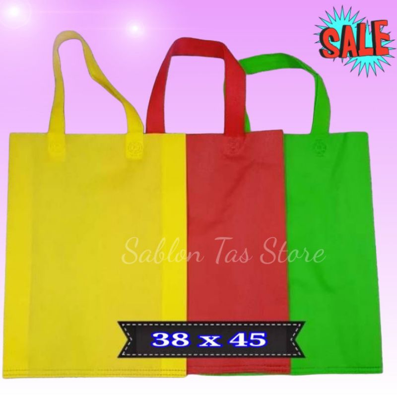 

Tas Spunbond Handle uk 38x45x8 harga PER PCS / Goodie bag 65/75 gsm