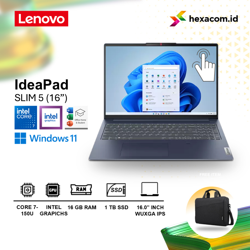 Lenovo Ideapad Slim 5i 16" Core 7-150U RAM 16GB 1TB SSD WUXGA TOUCH