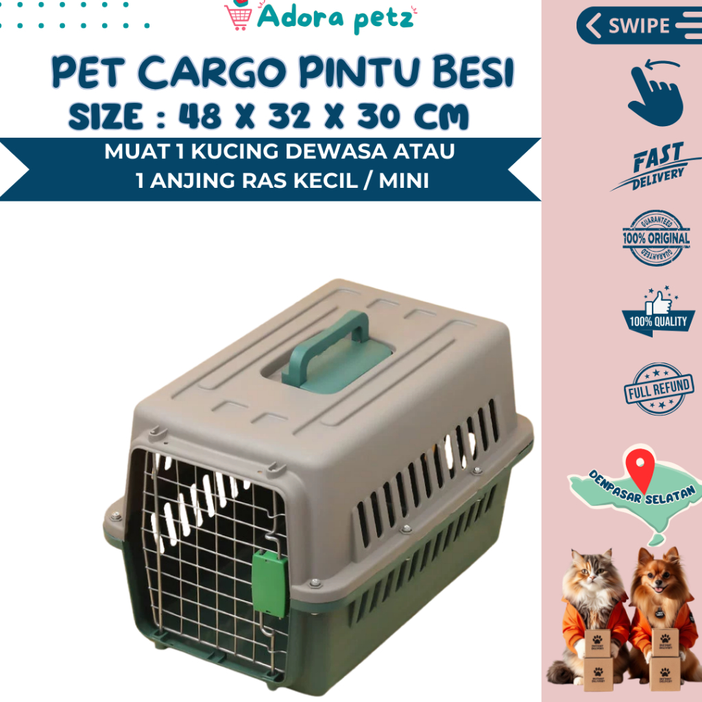 Jual Pet Cargo, Kennel Box, Kandang Pintu Besi 48 x 32 x
