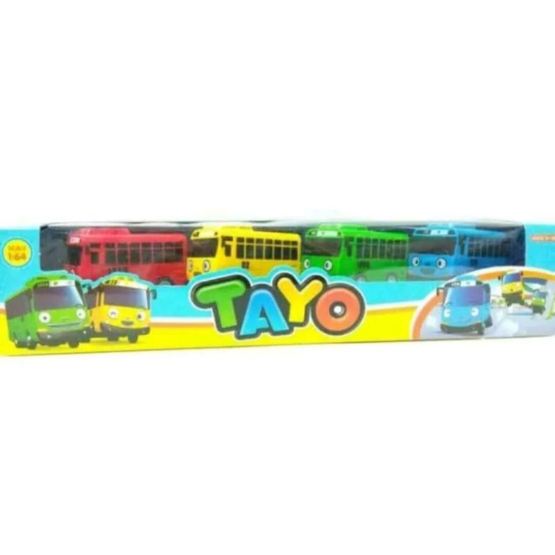 Mainan anak diecast mobil bis tayo mini pullback set isi 4pcs murah bus tayo pull back 4pcs