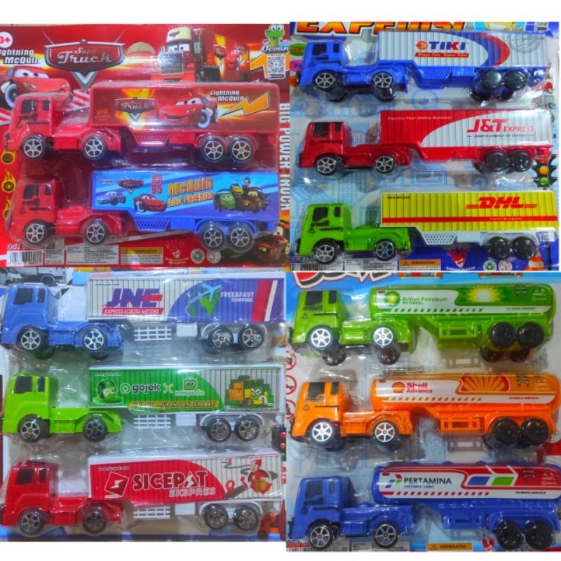 Mainan Truck Trailer Aneka Warna Box Ekspedisi Truk Tangki Koleksi Bermain Simulasi Kota Anak Toy Ba