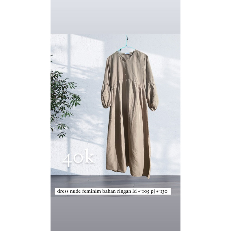 dress gamis simple sederhana nude busui friendly