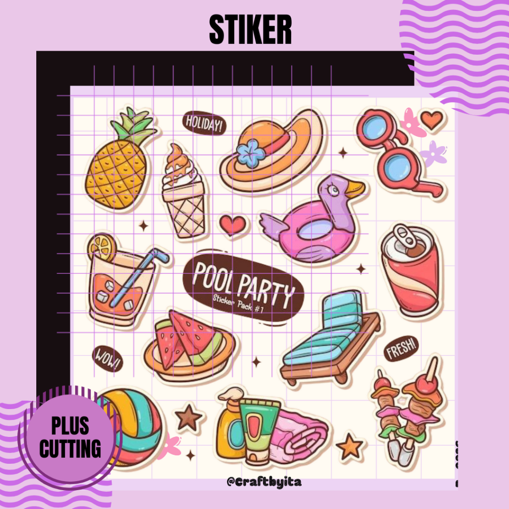 

Stiker Sheet Pack 8x8 cm Vinyl Chromo MURAH | | Deco Planner | Kisscut | Diecut | Stiker Laptop | Stiker Tumbler | Stiker Jurnal