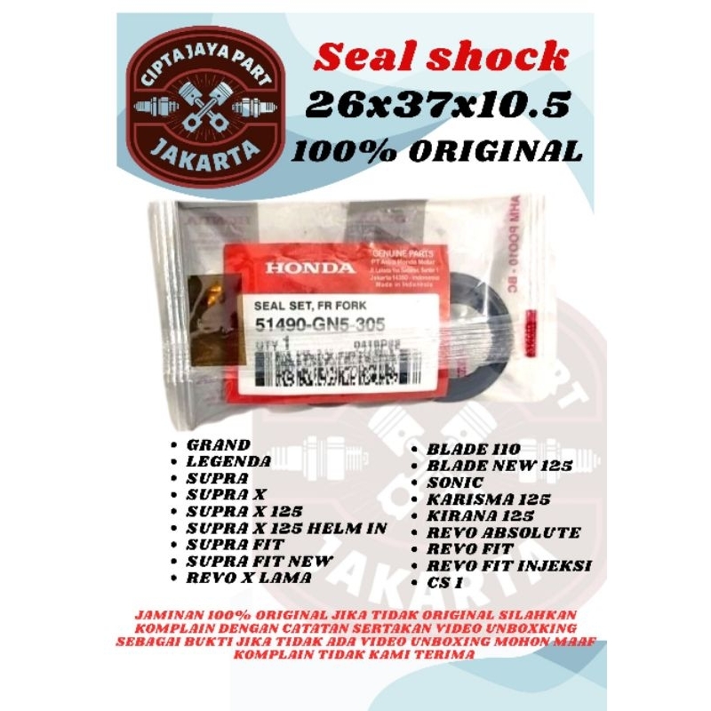 ORIGINAL 1set SEAL SHOCK SEAL DEBU ABU MOTOR HONDA CS 1 / CS ONE ASLI AHM 51490GN5305 26X37X10.5 SIL