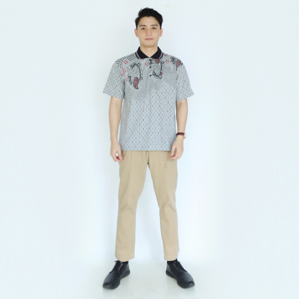 Kaospolos - Kaos Kerah Pria / Kaos Distro Batik Saku Dewasa / Kaos Polo Shirt Motif 04