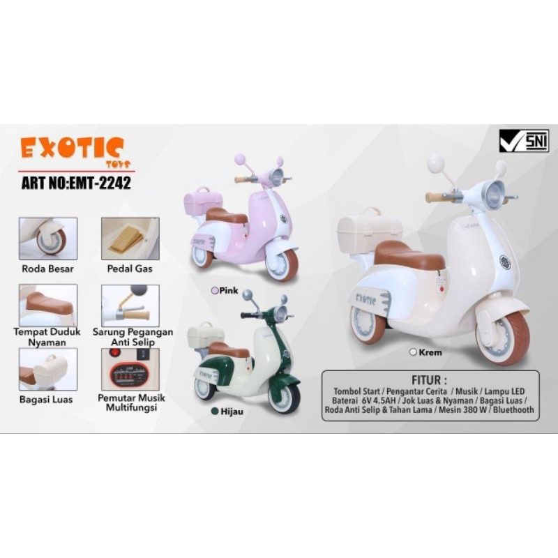 MOTOR AKI CHARGER MAINAN ANAK EXOTIC EMT 2242 VESPA