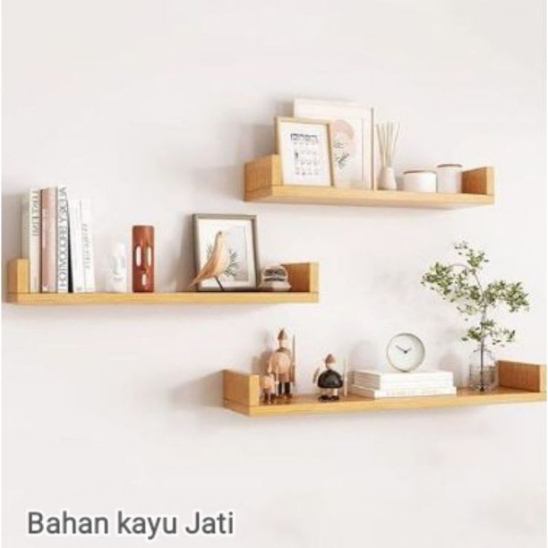 Rak Dinding Kayu Jati Persegi Panjang