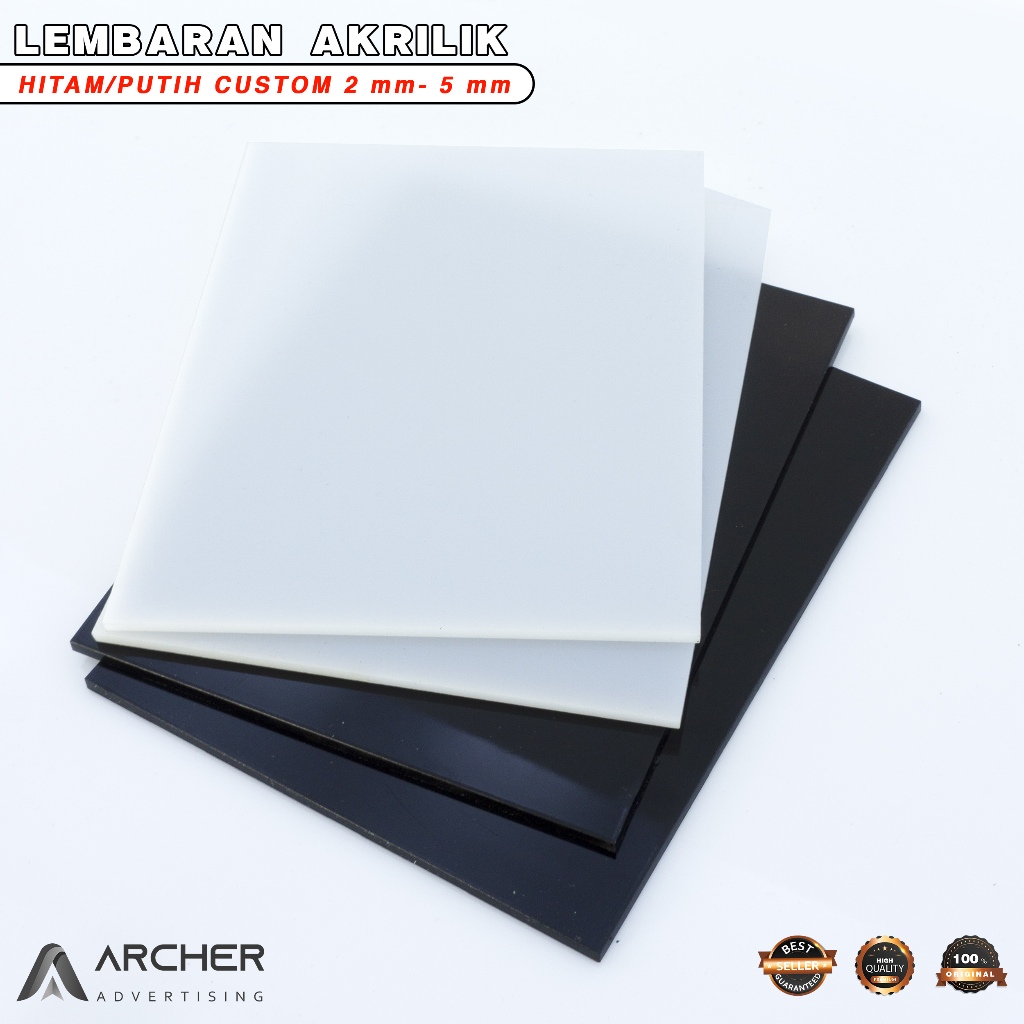 AKRILIK HITAM PUTIH LEMBARAN CUSTOM 2 mm - 5 mm