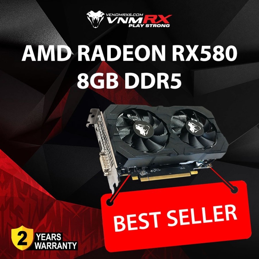 VENOMRX RADEON RX 580 8G D5 256 bit VGA Card Venom RX 8GB RX580 DDR5 GRS RESMI