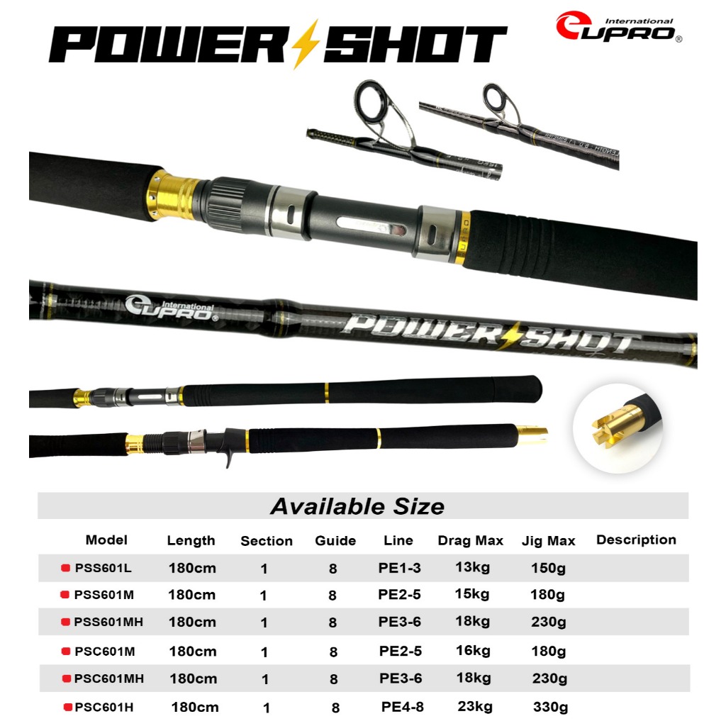 EUPRO Joran Pancing Spinning POWER SHOT Hi-Carbon Blank Extra Strong Saltwater Game Joran Pancing Ji