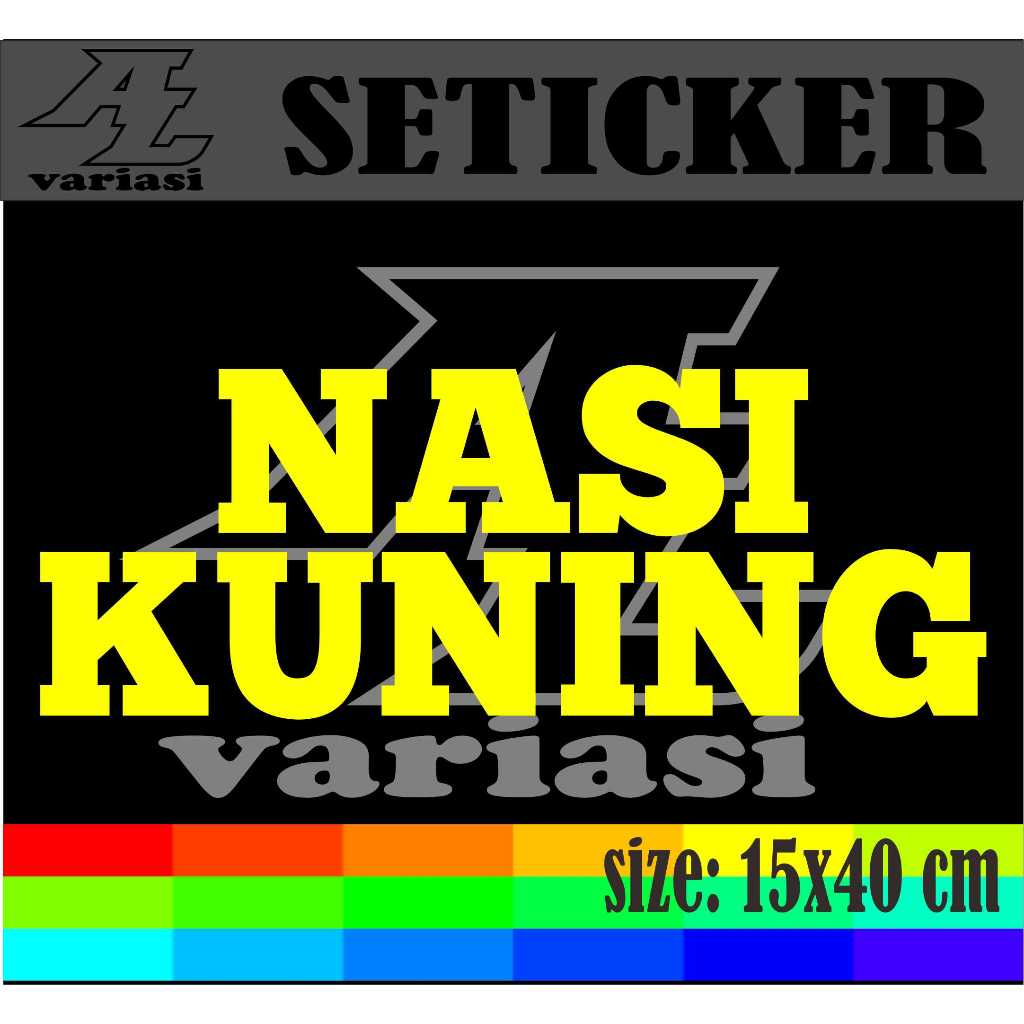 

CUTTIBG SETICKER NAMA JUALAN NASI KUNING DENGAN UKURAN 15X40 CM UNTUK DI GRAOBAK ATU ETALASE