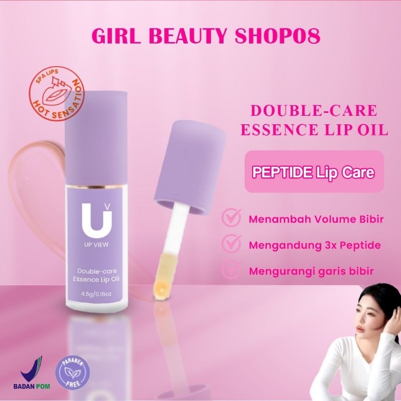 BPOM Upview Double Care Essence Oil Lip Serum SPA Perawatan Bibir Mengurangi Garis Bibir 3x Peptide 