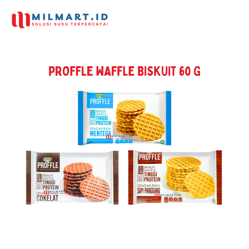 

PROSANA PROFFLE WAFFLE BISKUIT 60G HIGH PROTEIN COKELAT/MENTEGA/SAPI PANGGANG BISCUIT CAMILAN