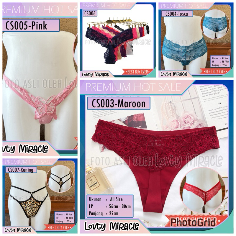 Celana Dalam Wanita Gstring CD Cewek Gstring Renda Gstring Seamless Gstring Satin CS003-07