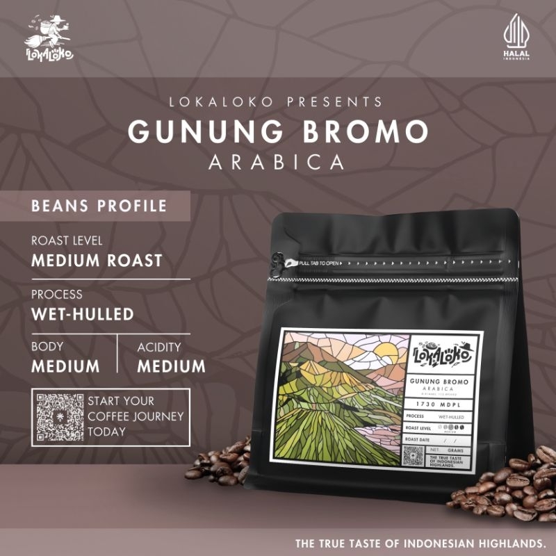 

Biji Kopi Arabica Bromo Wet-Hulled 1 Kg | Biji Bubuk Coffee Arabika Roasted Beans | Lokaloko Highland Series